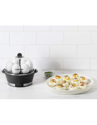 Cocedor de Huevos Chefman RJ24-V2, 6 Huevos, Negro