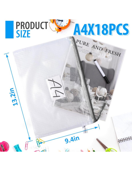 18 Bolsas de Cremallera A4 YOPCDJ Semitransparentes