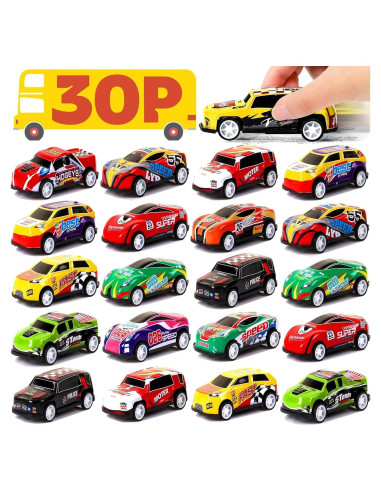 Juguetes de Coches Retroceso AZEN 30 Pcs Miniaturas