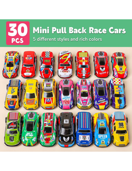 Juguetes de Coches Retroceso AZEN 30 Pcs Miniaturas