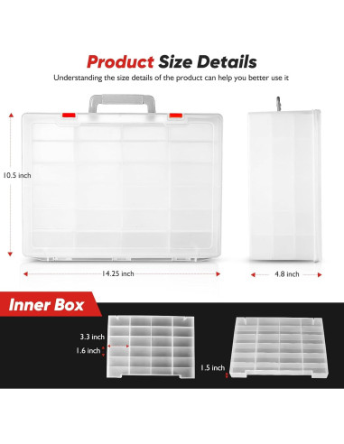 Caja de Almacenamiento RHCOM 72 Compartimentos Transparente