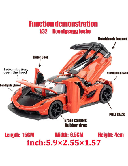 Coche de Juguete Koenigsegg Jesko 1:32 con Sonido y Luz Coche de Juguete Koenigsegg Jesko 1:32 con Sonido y Luz
