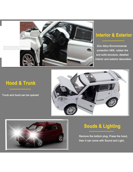 Coche de Juguete Diecast KIA Soul Blanco 1:32 con Sonido Coche de Juguete Diecast KIA Soul Blanco 1:32 con Sonido