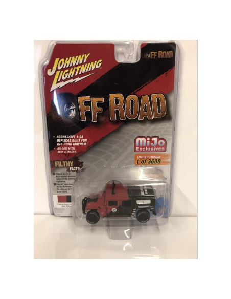 Hummer H1 Wagon Rojo y Negro 1:64 Johnny Lightning Edición Limitada