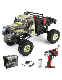 Coche RC Hylukon 1:18 Camión Militar 4WD LED Todo Terreno