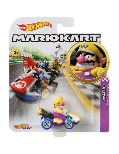 Hot Wheels Mario Kart Wario Coche Fundición 1:64 Escala Púrpura