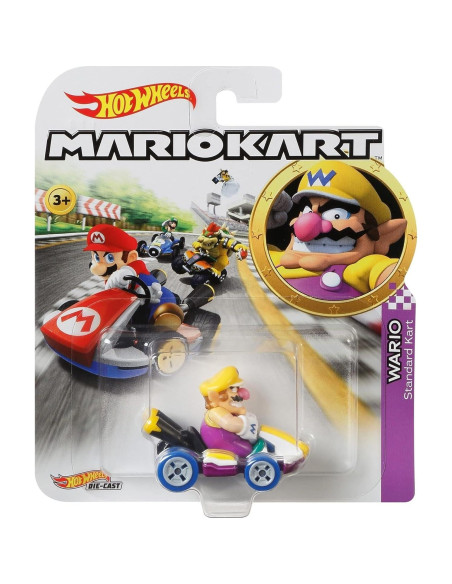 Hot Wheels Mario Kart Wario Coche Fundición 1:64 Escala Púrpura