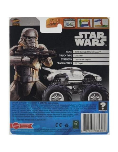Hot Wheels Monster Trucks Stormtrooper 1:64 Escala Dañado de Batalla
