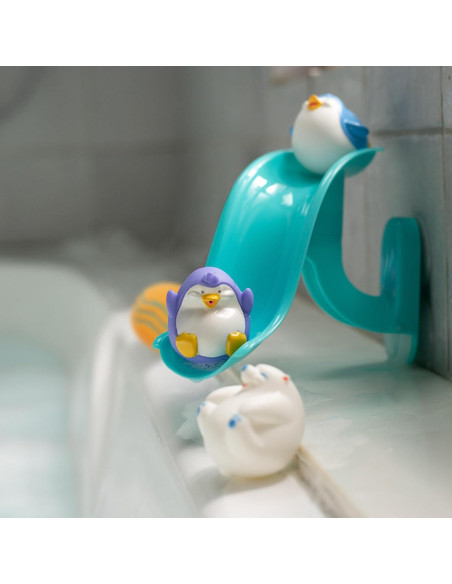 Juego de Baño Nuby Penguin Slide con 4 Juguetes 12+ meses