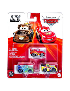 Paquete 3 Mini Racers Disney Cars Mattel Jeff, Lightning, Carla