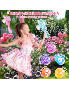 VATOS Varita de Burbujas Eléctrica Recargable con Luz y Música 2