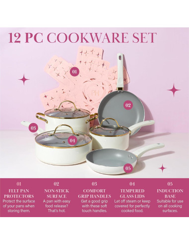 Juego de Ollas y Sartenes Paris Hilton 12 Piezas Antiadherente
