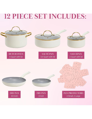 Juego de Ollas y Sartenes Paris Hilton 12 Piezas Antiadherente