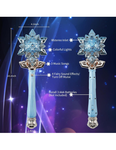 Varita de Nieve Brillante Fleeting Time - Azul 36 cm