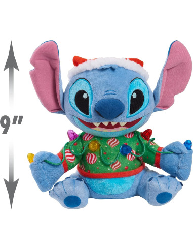 Peluche Stitch Disney Holiday Lights 22.86 cm con luces y música