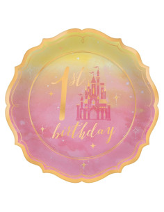 Platos de Fiesta Metálicos Amscan Princesa 17.8 cm 8 Pzas