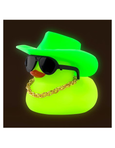 Pato de Goma Noctilucente Wonuu Verde con Gafas y Sombrero