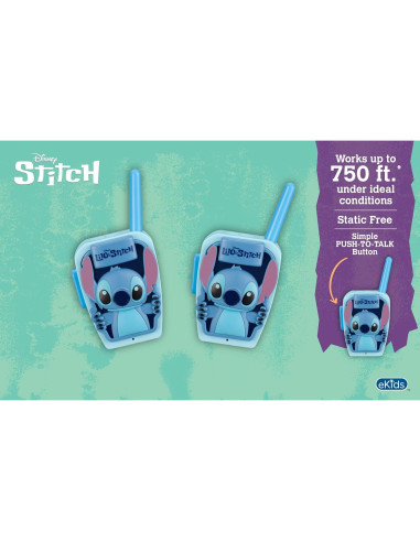 Walkie Talkies eKids Stitch para Niños, 228 m de Rango