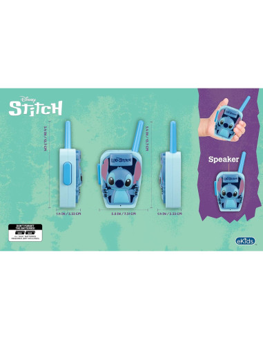 Walkie Talkies eKids Stitch para Niños, 228 m de Rango