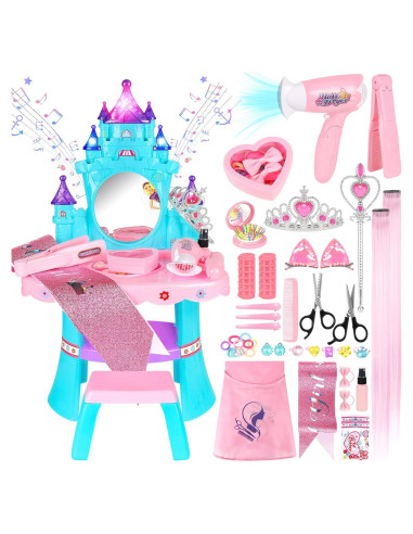 Conjunto de Mesa y Silla EULRGAUS con Espejo y Luz 1.60 kg