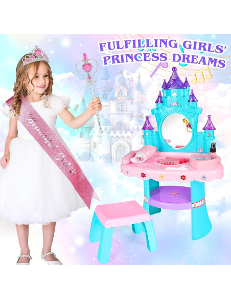 Conjunto de Mesa y Silla EULRGAUS con Espejo y Luz 1.60 kg