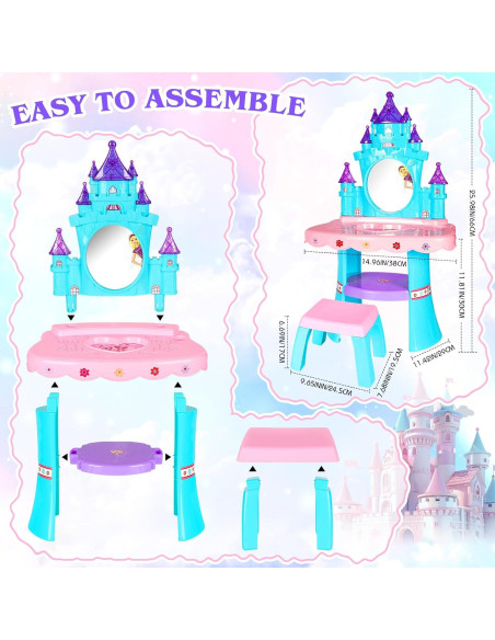 Conjunto de Mesa y Silla EULRGAUS con Espejo y Luz 1.60 kg