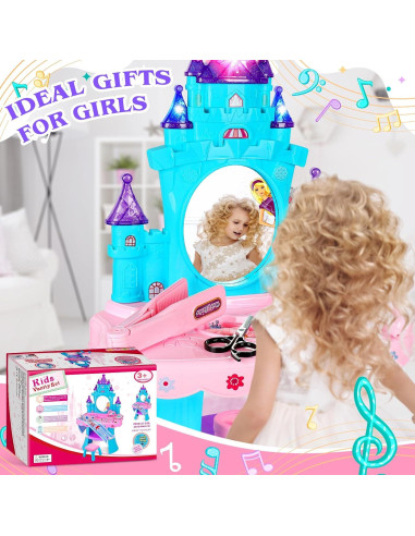 Conjunto de Mesa y Silla EULRGAUS con Espejo y Luz 1.60 kg