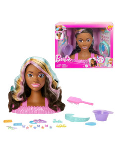Cabeza de Estilo Barbie Mattel con Cabello Marrón y Accesorios