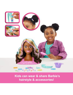 Cabeza de Estilo Barbie Mattel con Cabello Marrón y Accesorios 2