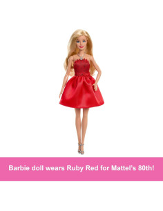 Muñeca Barbie 80 Aniversario Mattel Vestido Rojo 2