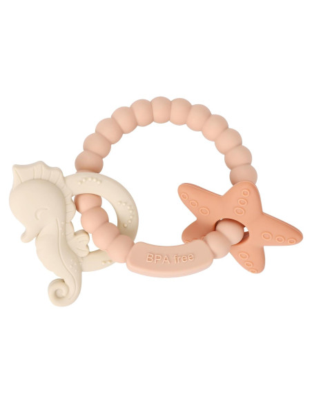 Anillo de Silicona para Dentición Rosa - Juguete Bebé 3-12 Meses