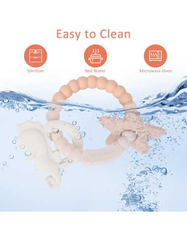 Anillo de Silicona para Dentición Rosa - Juguete Bebé 3-12 Meses