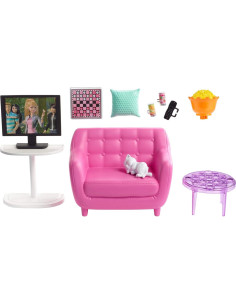 Juego de Muebles de Interior Barbie Sala de Estar con Gatito 2