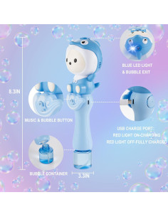 Varita de Burbujas Eléctrica Imymax Azul Delfín Recargable 2