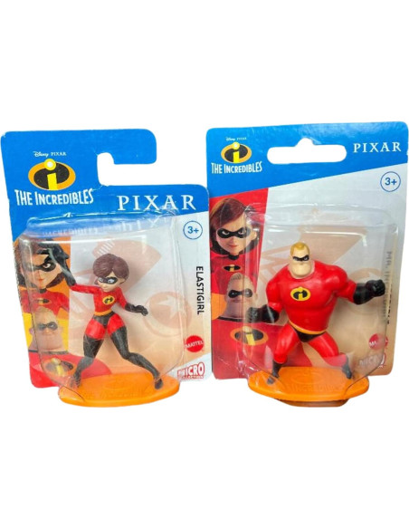 Conjunto 2 Figuras Mini Disney Pixar Elastigirl y Mr. Incredible