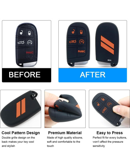 Cubierta de llavero Dodge REMOCH 5 botones Naranja 1PC