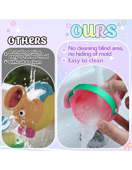 Juguetes de Baño Suaves Biubee 3 Piezas Rosa para Bebés