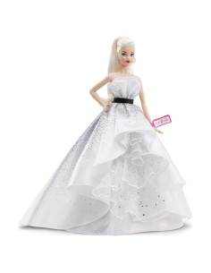 Muñeca Barbie 60 Aniversario Mattel Rubia con Vestido Brillante