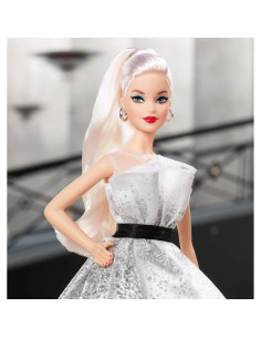 Muñeca Barbie 60 Aniversario Mattel Rubia con Vestido Brillante 2