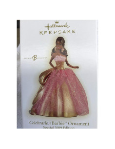 Adorno de Navidad Barbie 2009 Hallmark 10.16 cm Dorado/Rosa