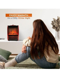 Calefactor Eléctrico Comfort Zone CZFP1 1200W con Llama 3D 2