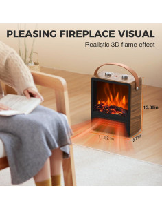 Calentador de Chimenea Eléctrica Alpaca SF-2213B 1500W 3D 2