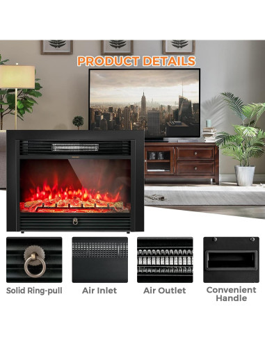 Chimenea Eléctrica Giantex 72.39 cm Control Remoto 3 Colores