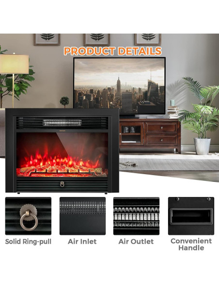 Chimenea Eléctrica Giantex 72.39 cm Control Remoto 3 Colores