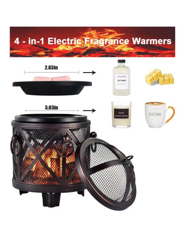 Calentador de Cera DICIMI Estufa de Chimenea 4 en 1 Bronce
