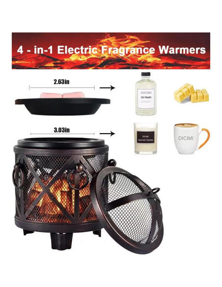 Calentador de Cera DICIMI Estufa de Chimenea 4 en 1 Bronce