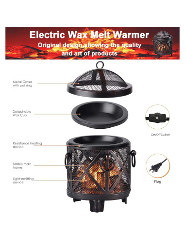 Calentador de Cera DICIMI Estufa de Chimenea 4 en 1 Bronce