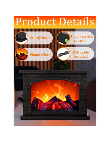 Lámpara de Chimenea Eléctrica Quipzora BILUDENG con Efecto Llama