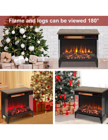 Calentador de chimenea eléctrica Innoflame 1500W 3 lados vidrio