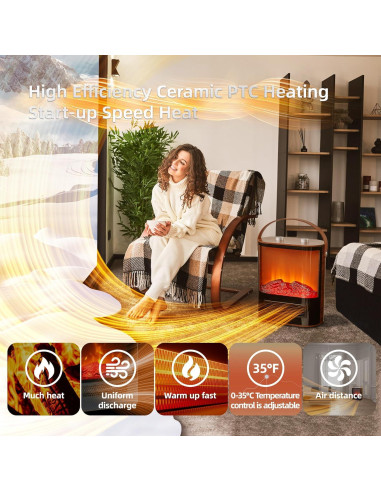 Calentador de Chimenea Eléctrico RealSmart 1908Pro 1500W